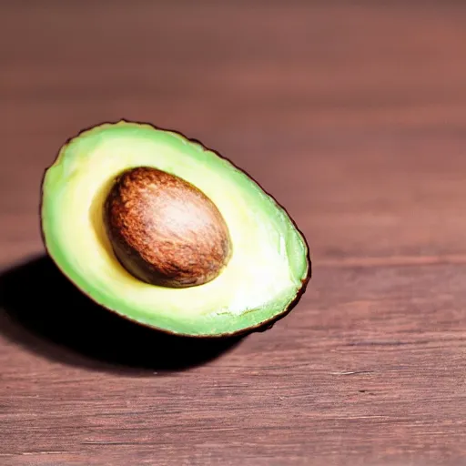 Prompt: a cinematic photograph of a perfect avocado half with only a tiny kernel, ultra realistic, 4 k