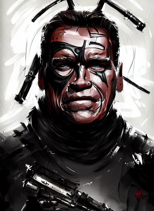 Prompt: schwarzenegger as a cenobite, by ismail inceoglu