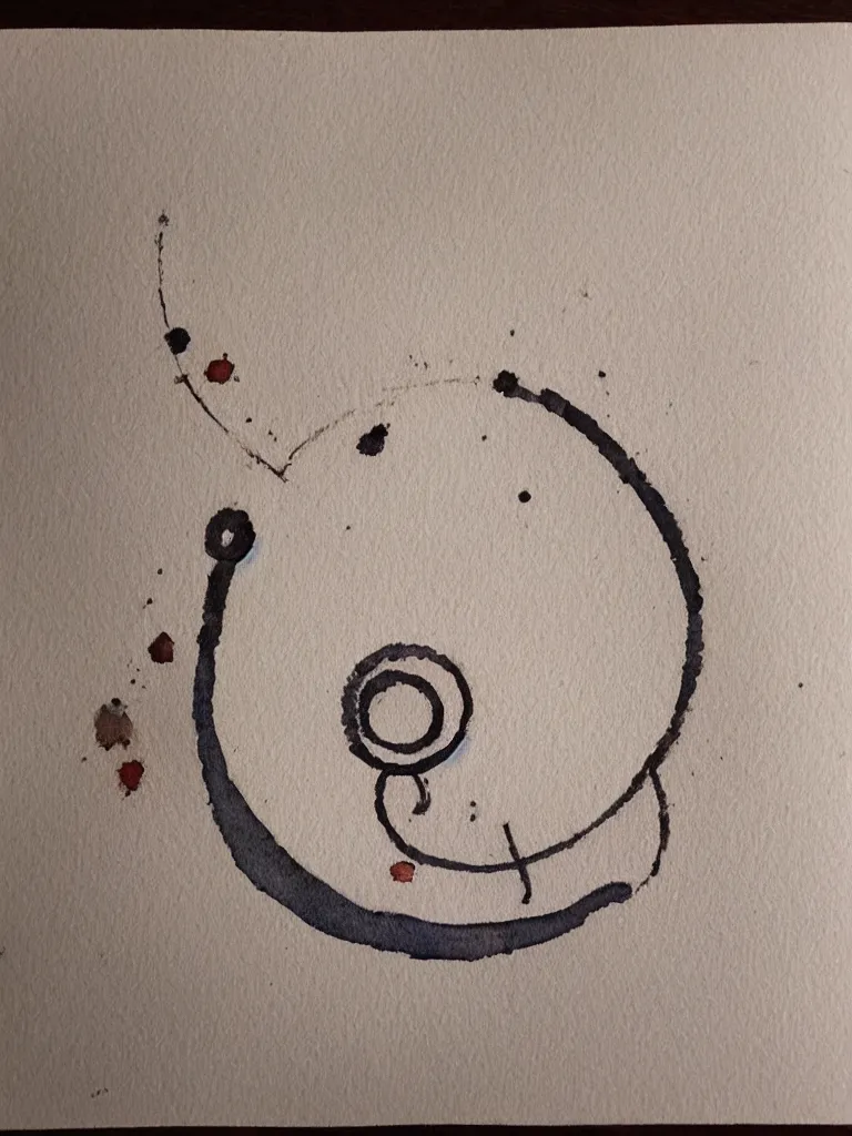 Image similar to a minimal watercolor painting of an acorn that turns out to be the base of a beautiful tree in the shape of a treble clef with some light and dark effects, playful and carefree