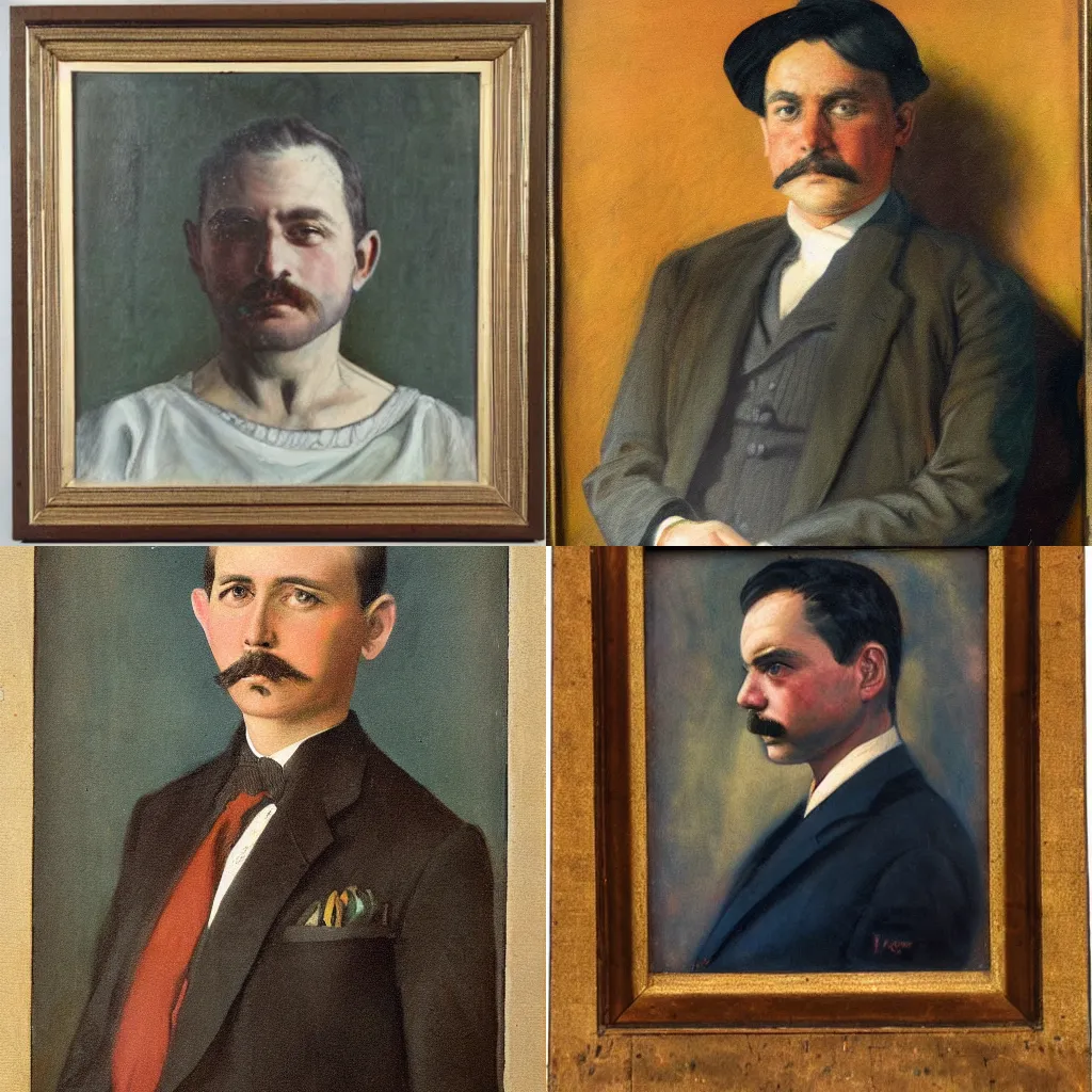 Prompt: a portrait painted in the year 1 9 1 2