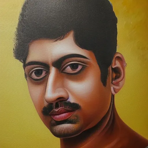 Prompt: highly detailed oil on canvas, Jahar Dasgupta style Jahar Dasgupta form, The ego separates