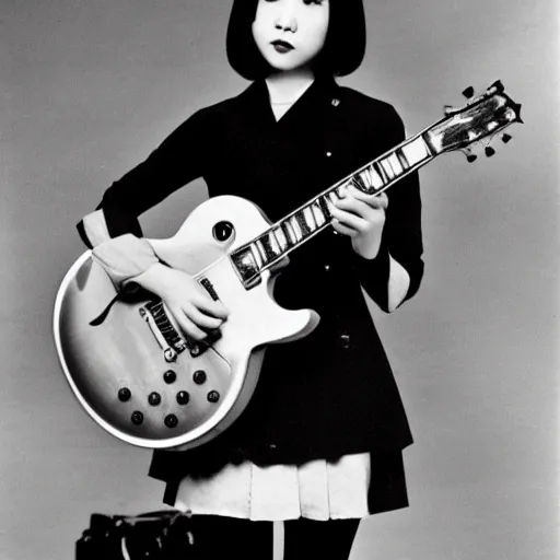 Image similar to real-life Yui Hirasawa with a Gibson Pre-'08 Les Paul Standard '50s, a still of a Japanese music movie