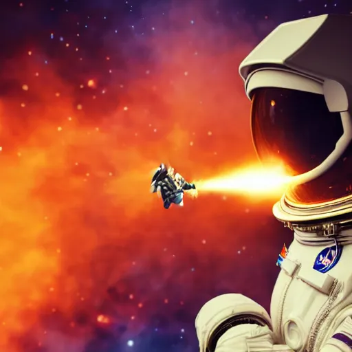 Prompt: astronaut smoking a joint in space, and the earth on fire, 8 k, octane