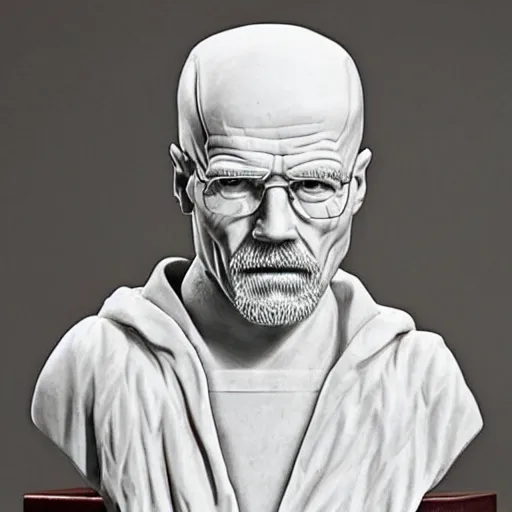 Prompt: a marble sculpture of walter white by michelangelo