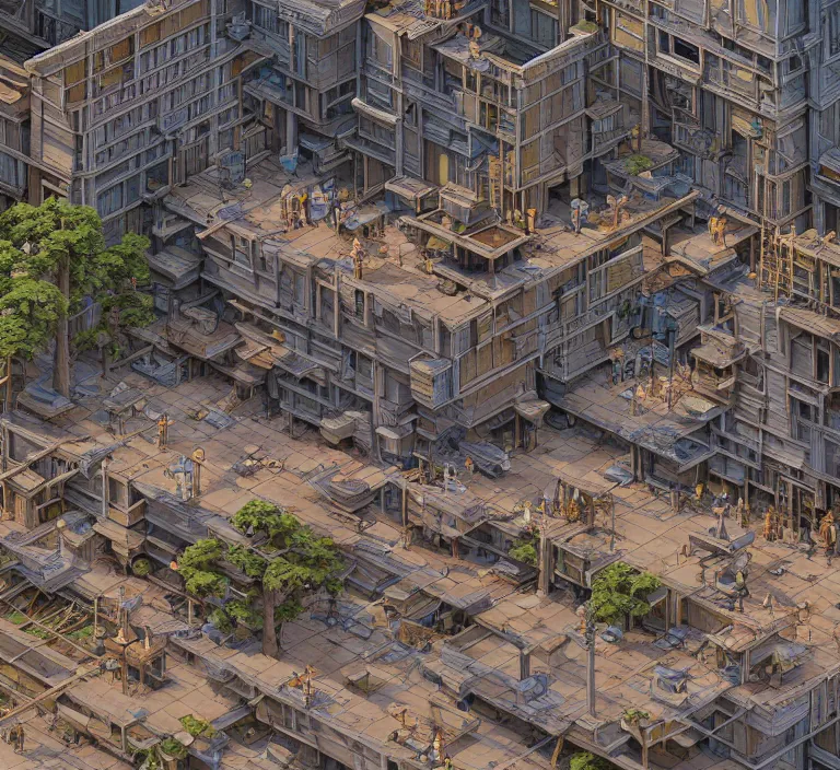 Prompt: hyperrealism photography hyperrealism concept art of highly detailed beavers builders that building highly detailed futuristic city by wes anderson and hasui kawase and scott listfield sci - fi style hyperrealism rendered in blender and octane render