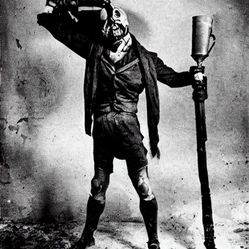 Image similar to 19 century version of thrall from world of fallout ghoul photography by Louis Daguerre