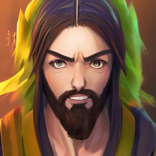 Image similar to semi realistic spinoff of Jesus Christ as NARUTO shiny Sacred scroll, Naruto jesus,by Stanley Artgerm Lau, WLOP, Rossdraws, James Jean, Andrei Riabovitchev, Marc Simonetti, Yoshitaka Amano, ArtStation, CGSociety,