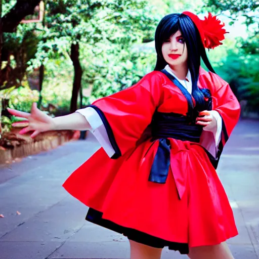 Prompt: hakurei reimu from touhou project cosplay, photography, 9 0 s