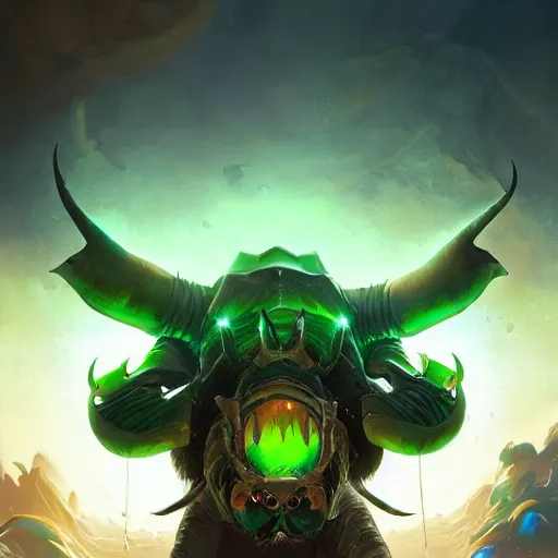 Image similar to a giant glowing rhino beetle, horned beetle, horned beetle, green theme, bright art masterpiece artstation. 8 k, sharp high quality artwork in style of jose daniel cabrera pena and greg rutkowski, concept art by tooth wu, blizzard warcraft artwork, hearthstone card game artwork, horned beetle