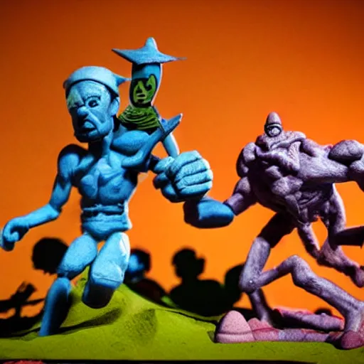 Image similar to the war between worlds extremely detailed claymation art