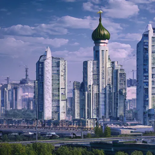 Prompt: Moscow, Russia, 2045, solarpunk