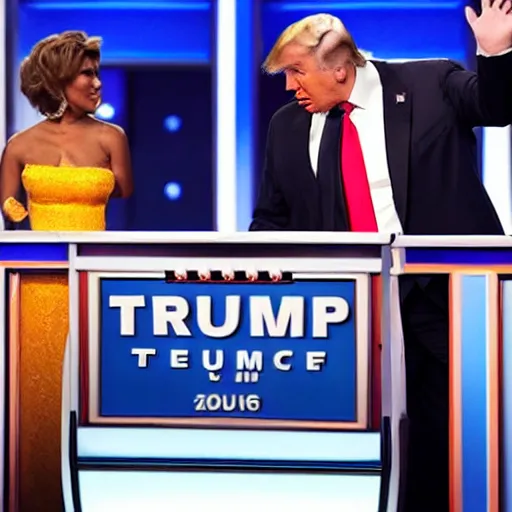 Image similar to donald trump meet steve harvey in family feud ( 2 0 1 6 )