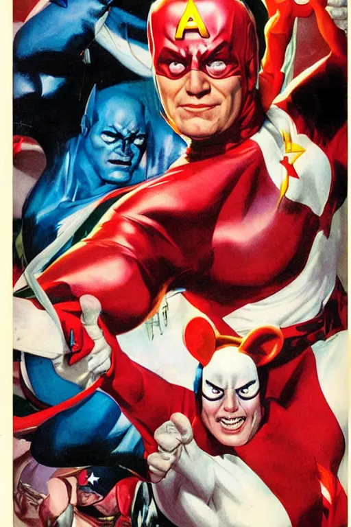 Prompt: comic book cover art. captain milk by alex ross