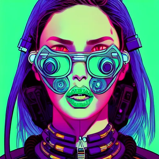 Image similar to portrait painting of a cyberpunk olivia hye hacker, sharp focus, award - winning, trending on artstation, masterpiece, highly detailed, intricate. art by josan gonzales and moebius and deathburger