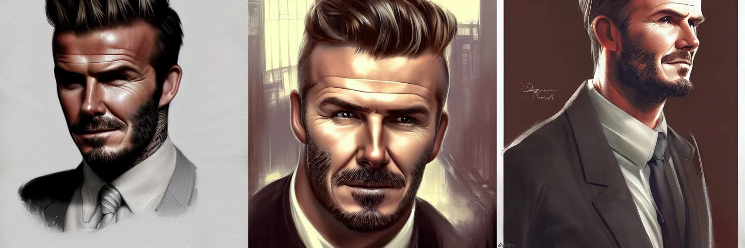 Prompt: portrait of David Beckham as a detective, highly detailed, digital painting, artstation, concept art, sharp focus, illustration, art by artgerm and greg rutkowski and alphonse mucha