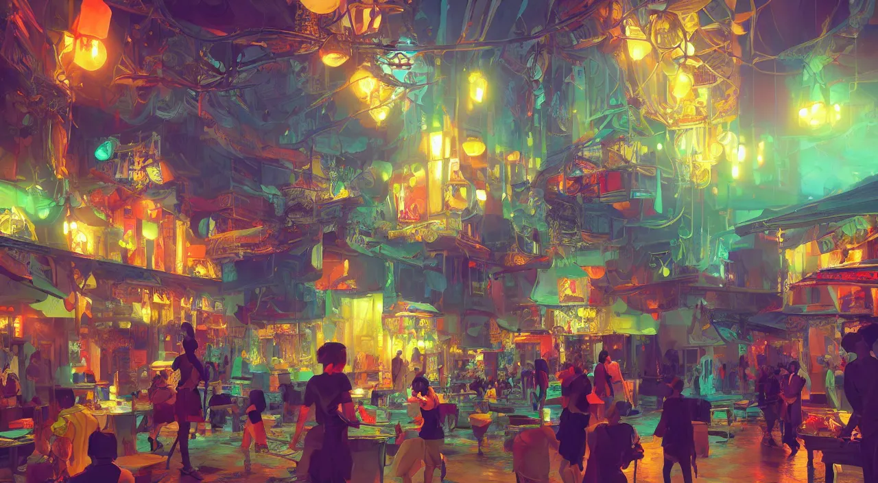 Image similar to bazaar zouk oriantal multicolorful sky shine place mosquet painting stylized digital video game icon global illumination ray tracing 8 k hd resolution, by ilya kuvshinov and cushart krentz and gilleard james