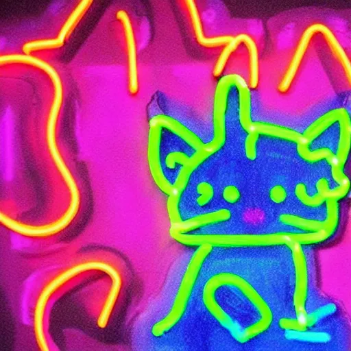 Prompt: neon cat