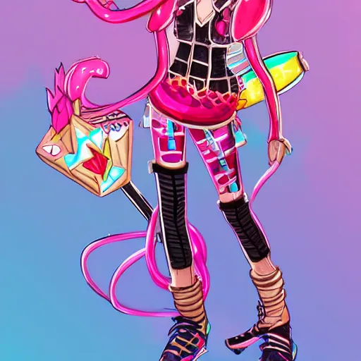 Prompt: candypunk character concept, trending on artstation