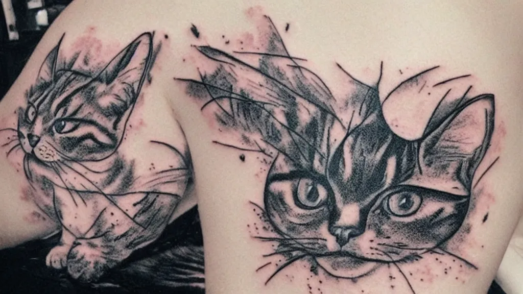 Image similar to a cat in tatoo style