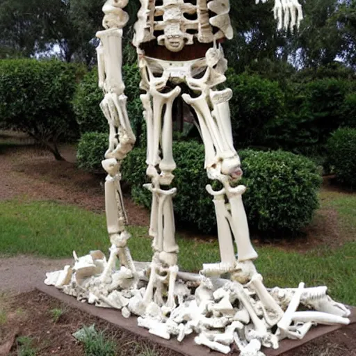 Image similar to sculpture of indiana jones made of bones