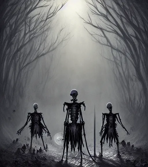 Image similar to gothic warlcok with skeletal slaves, digital painting, liminal eerie midnight backlit, a picture taken by Michael Komarck