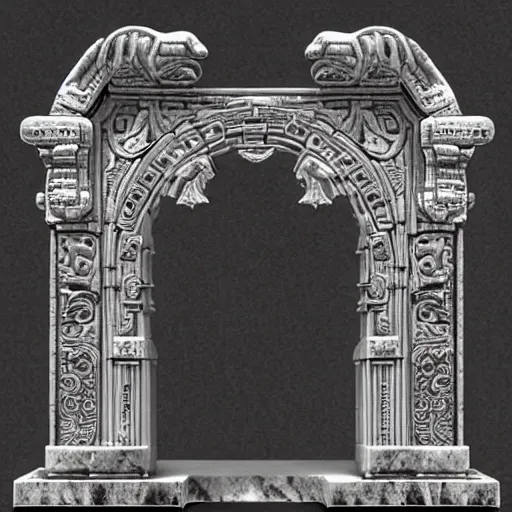 Prompt: ancient fantasy marble gate, neonpunk, mega structure, symmetric, intricate details