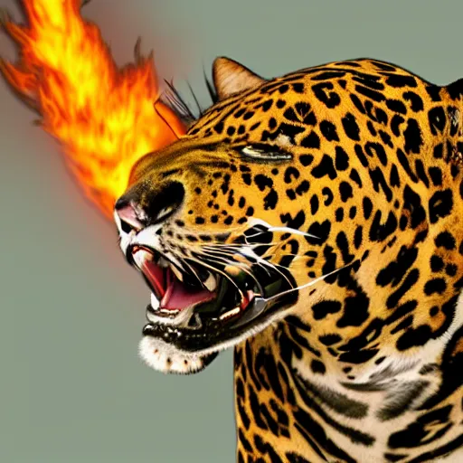 Prompt: jaguar breathing fire in a zoo global illumination