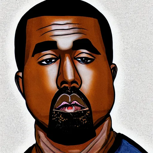 Image similar to A portrait of Kanye West by Hayao Miyazaki