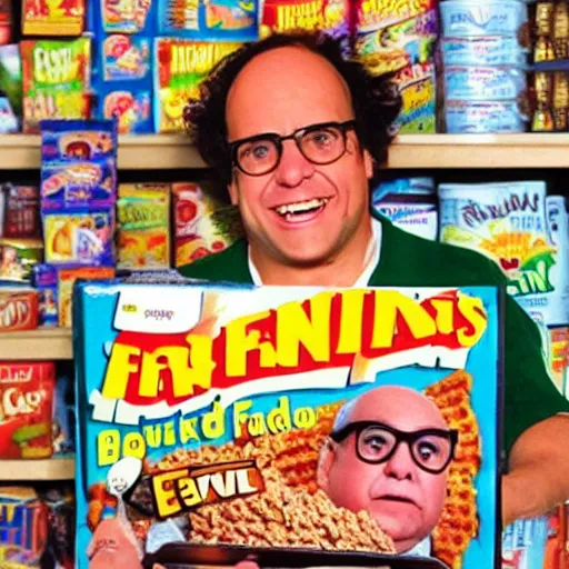 Prompt: frank reynolds on a cereal box