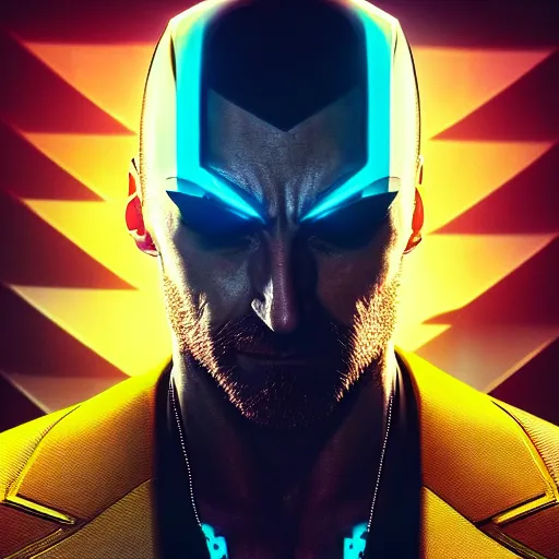 Prompt: hugh jackman portrait, cyberpunk 2 0 7 7, cyberpsycho, photorealistic, ultra detailed, neon, octane rendered, bokeh, cinematic lighting, cyber, cyberpunk city, studio quality, feature, scars, cyberface, 8 k