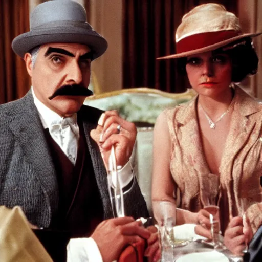 Image similar to scene of the hercule poirot tv serie featuring david suchet