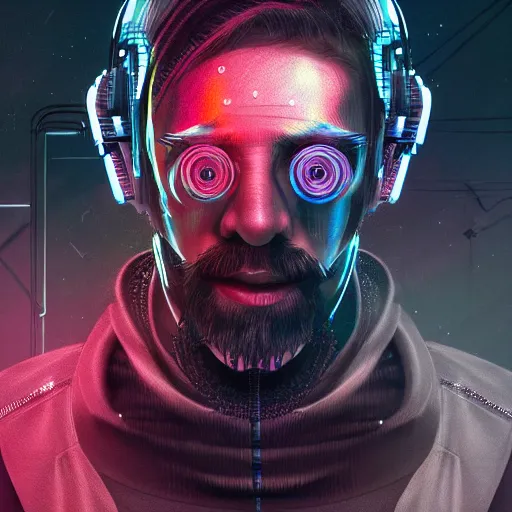 Image similar to a portrait of a evil magician dancing techno - style, cyberpunk concept art, trending on artstation, highly detailed, intricate, sharp focus, digital art, 8 k