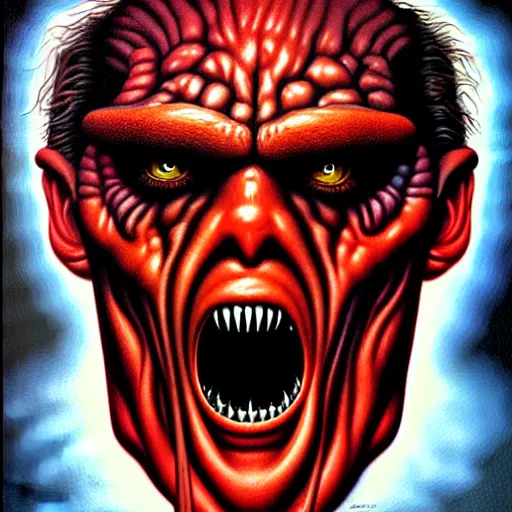 Image similar to portrait of a monster in the style jason edmiston