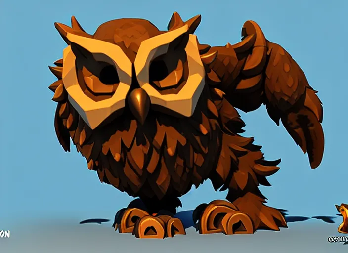 Image similar to owlbear, stylized stl fantasy miniature, 3 d render, activision blizzard style, hearthstone style