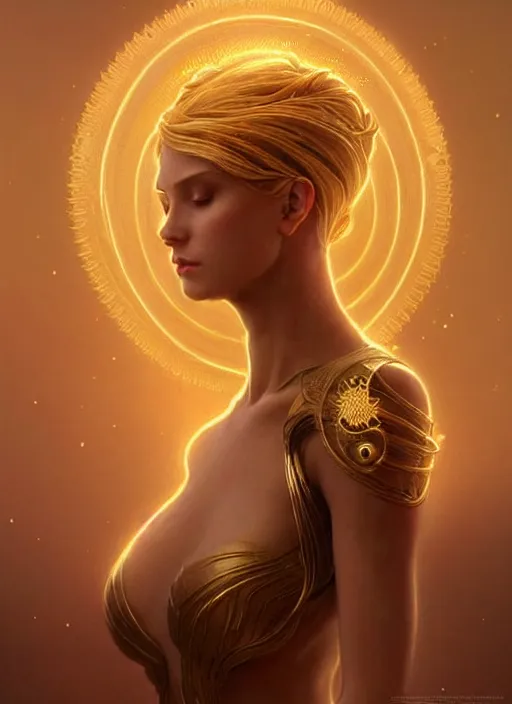 Prompt: a beautiful cinematic female sand goddess, golden dress, glow golden tatto, galatic shamen with Quantum energy fantasy, fantasy magic, undercut hairstyle, dark light night, intricate, elegant, sharp focus, illustration, highly detailed, digital painting, concept art, matte, art by WLOP and Artgerm and Greg Rutkowski and Alphonse Mucha, masterpiece