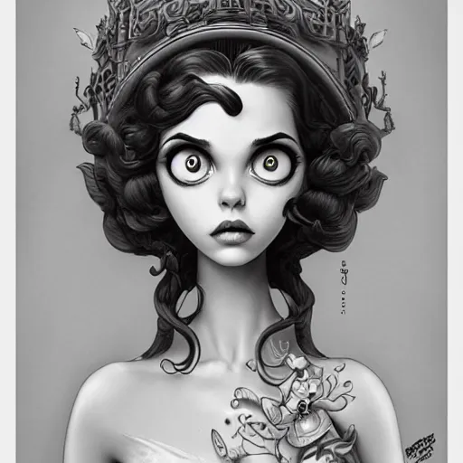 Image similar to Lofi portrait, Pixar style by Joe Fenton and Stanley Artgerm and Tom Bagshaw and Tim Burton, wink