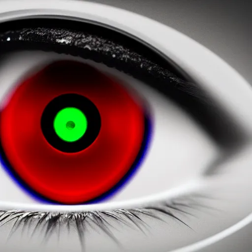 Image similar to close-up photo of a beautiful white eye with a Sharingan, Octane Render, 8k.