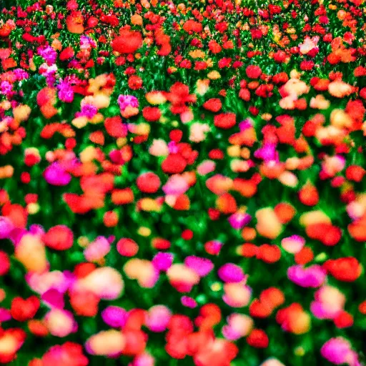 Image similar to Millions of colorful flowers blossoming, climax, overwhelming, brilliant, surreal, cinematic, epic, 8k, sharp focus, color grain 35mm