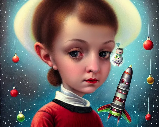 Image similar to closeup profile portrait of victorian space rockets, nicoletta ceccoli, mark ryden, lostfish, max fleischer, hyper realistic, artstation, illustration, digital paint, matte paint, vivid colors, bright, cheerful, detailed and intricate christmas environment