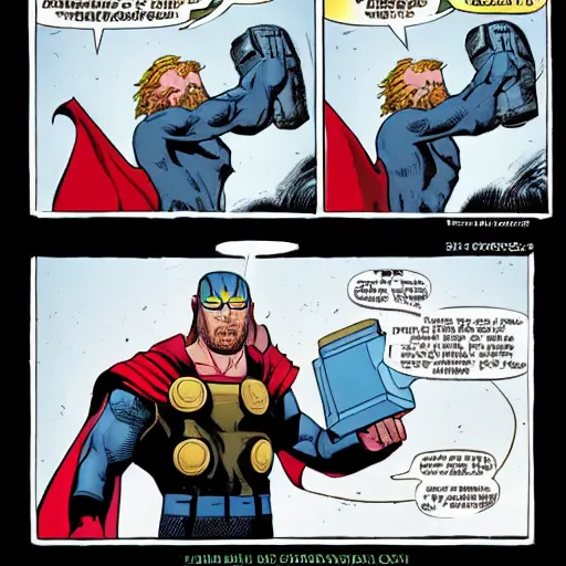 Image similar to Thor hit a hammer on Thanos head