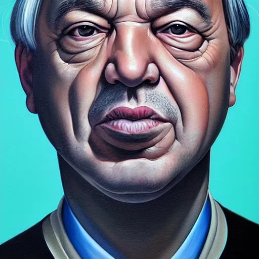 Image similar to ultra realistic portrait painting of Antonio Guterres , painted by Tristan Eaton Stanley Artgerm and Tom Bagshaw