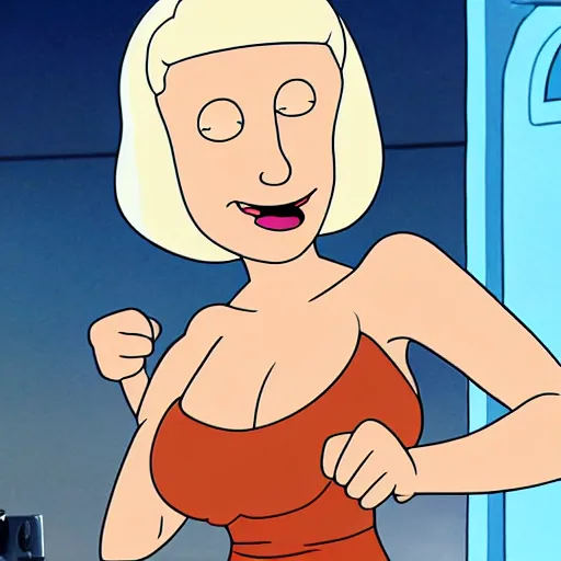 Image similar to A still of Lois Griffin from Family Guy as Daenerys Targaryen, smiling