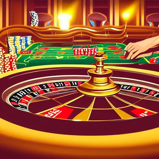 Image similar to detailed illustration of a casino roulette by alena aenami and by jeff easkey