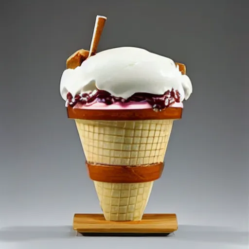 Prompt: an ice cream sundae designed by frank lloyd wright