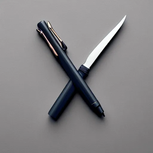 Prompt: a photo of an ink pen that is also knife