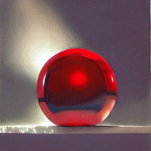 Prompt: chrome spheres on a red cube by john howe