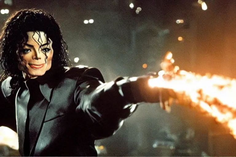 Image similar to michael jackson fighting with aliens inside men in black movie