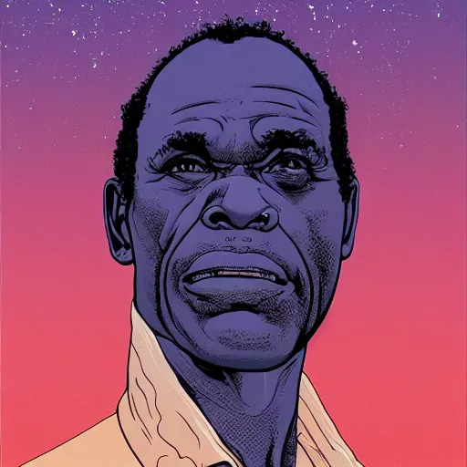 Image similar to danny glover retro minimalist portrait! moebius starwatcher comic by jean giraud, portrait 8 k