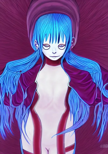 Prompt: portrait of a beautiful slime woman by junji ito, tsurumaki kazuya, 8 k, hd, saturated, flcl, hyperreality