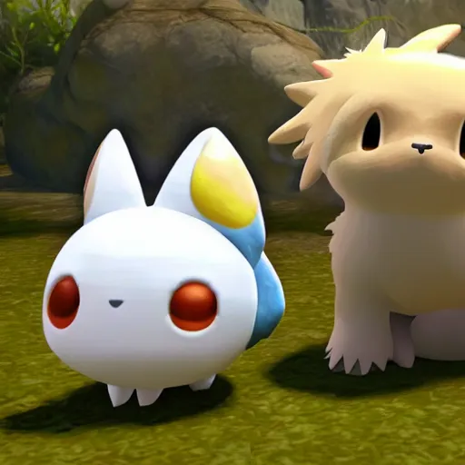 Image similar to The Child of Togepi and Vulpix, Cute, realistic, unreal engine